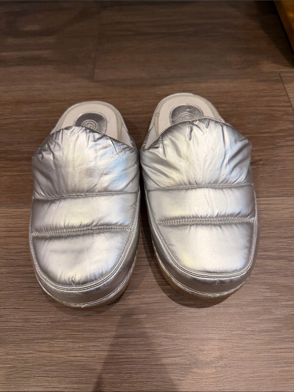 Urban Outfitters Silver Quilted Slide Mules